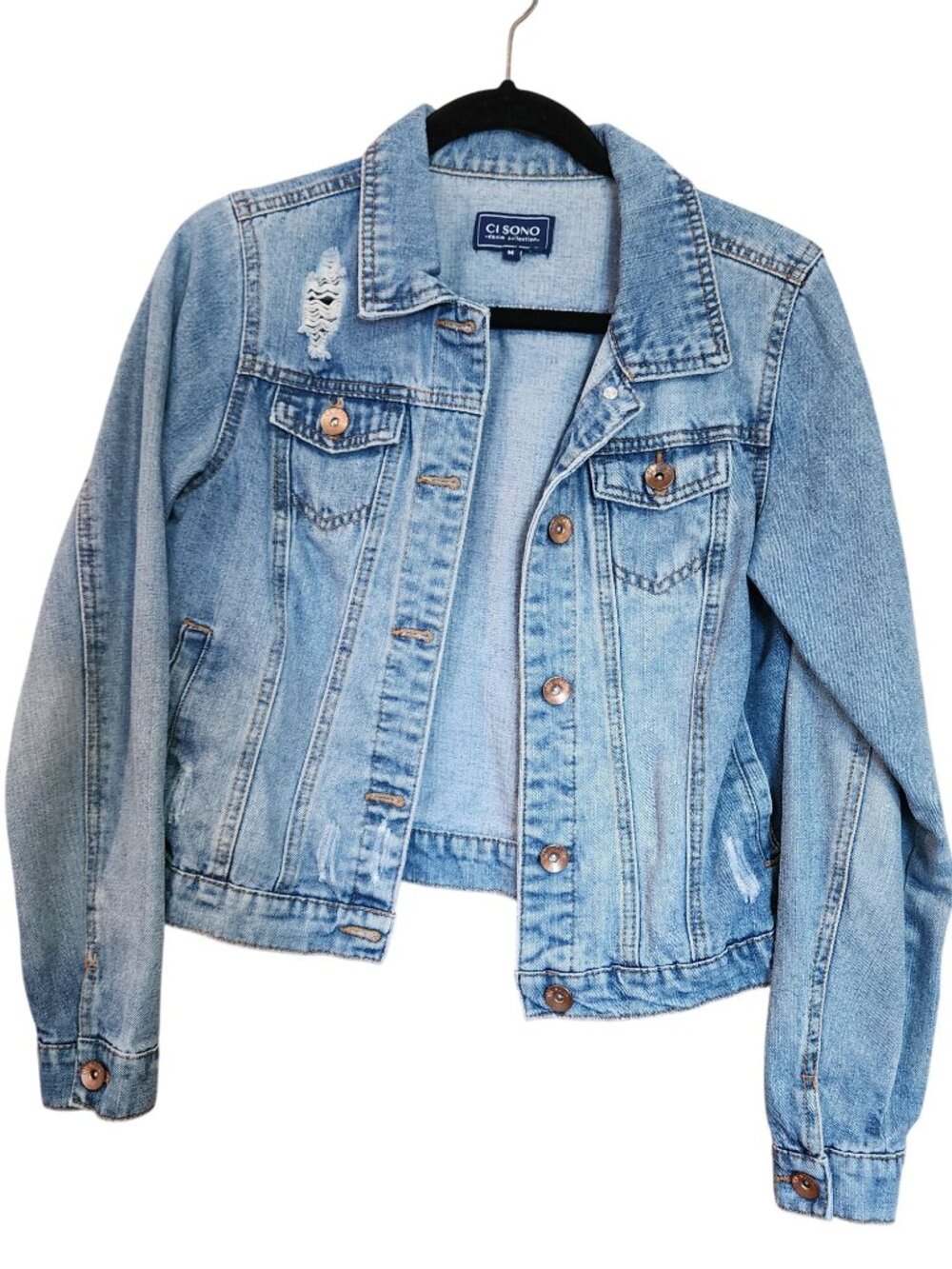 Cisono Denim Jean Trucker Jacket Womens Size M